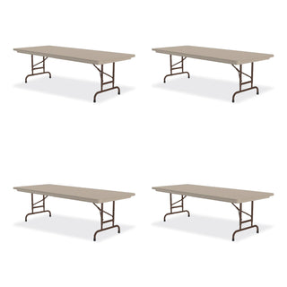 Adjustable Folding Tables, Rectangular, 60" x 30" x 22" to 32", Mocha Top, Brown Legs, 4/Pallet, Ships in 4-6 Business Days