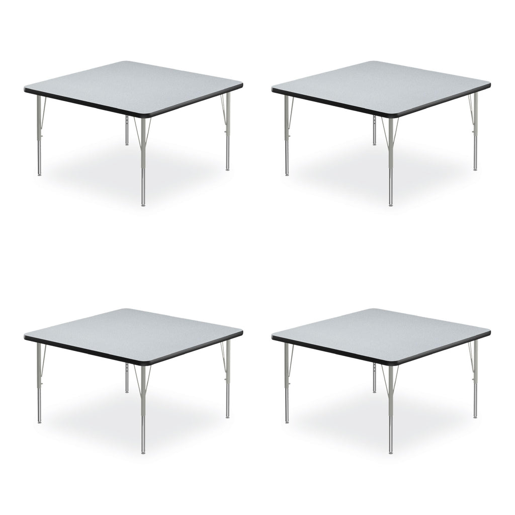 Adjustable Activity Tables, Square, 48" x 48" x 19" to 29", Gray Top, Silver Legs, 4/Pallet, Ships in 4-6 Business Days