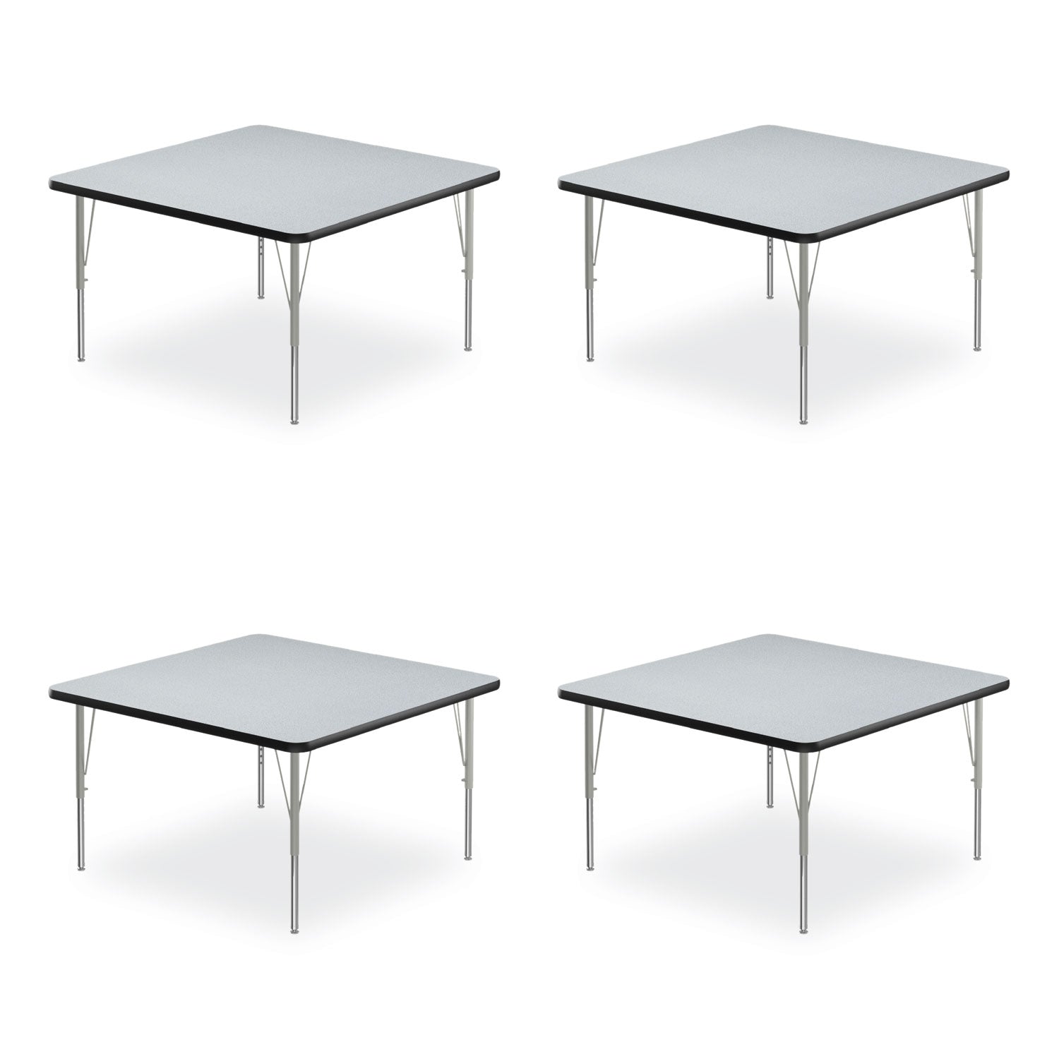 Adjustable Activity Tables, Square, 48" x 48" x 19" to 29", Gray Top, Silver Legs, 4/Pallet, Ships in 4-6 Business Days