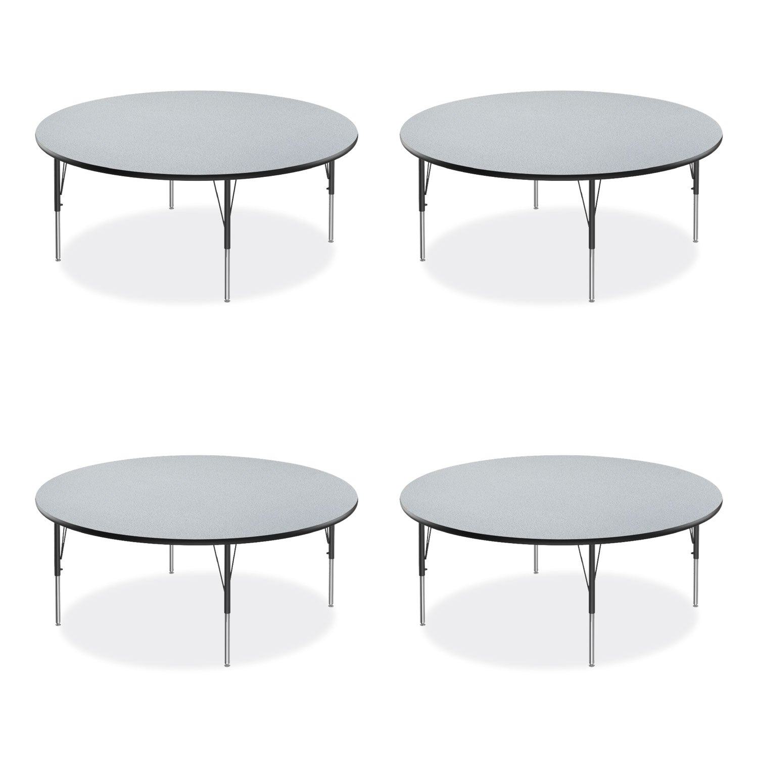 Height Adjustable Activity Table, Round, 60" x 19" to 29", Gray Granite Top, Black Legs, 4/Pallet, Ships in 4-6 Business Days