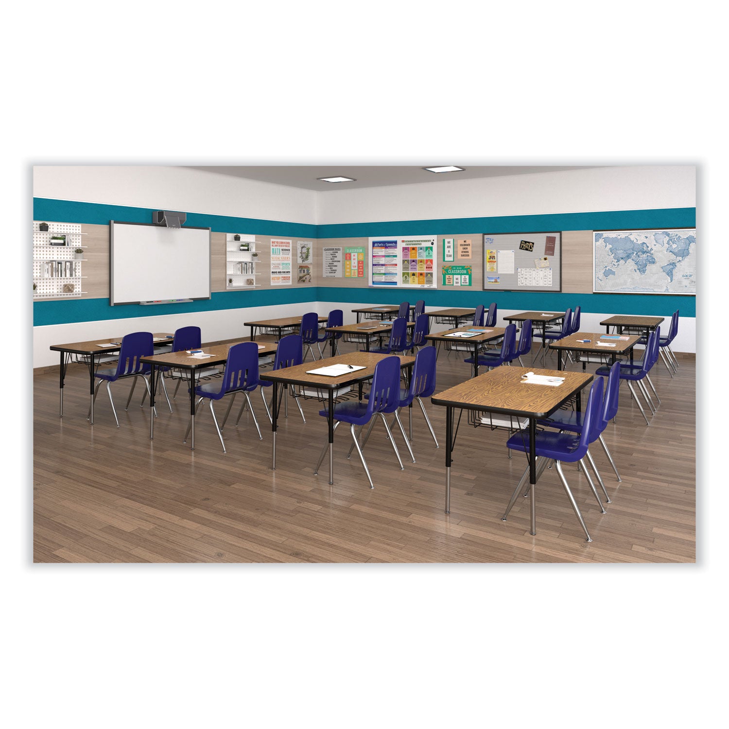 Markerboard Activity Tables, Rectangular, 60" x 30" x 19" to 29", White Top, Black Legs, 4/Pallet, Ships in 4-6 Business Days