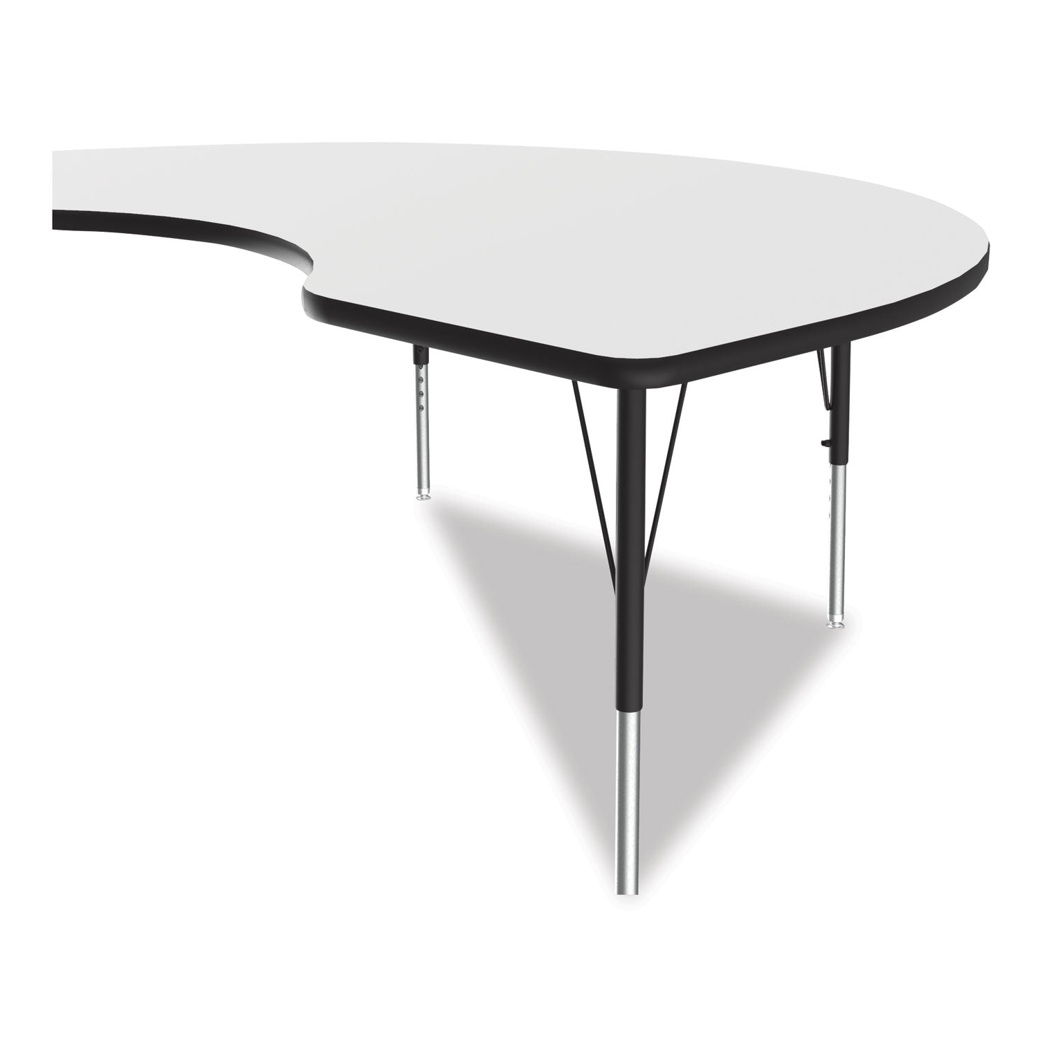 Markerboard Activity Table, Kidney Shape, 72" x 48" x 19" to 29", White Top, Black Legs, 4/Pallet, Ships in 4-6 Business Days