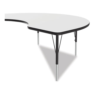 Markerboard Activity Table, Kidney Shape, 72" x 48" x 19" to 29", White Top, Black Legs, 4/Pallet, Ships in 4-6 Business Days