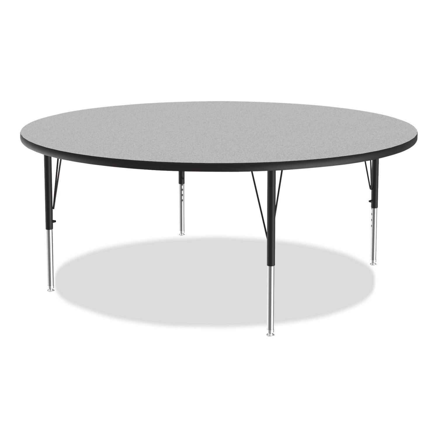 Height Adjustable Activity Table, Round, 60" x 19" to 29", Gray Granite Top, Black Legs, 4/Pallet, Ships in 4-6 Business Days