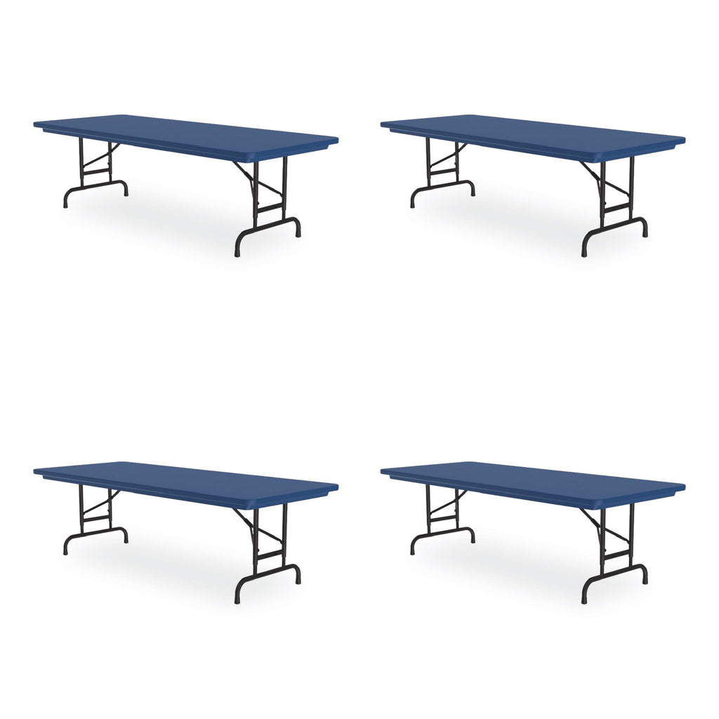 Adjustable Folding Tables, Rectangular, 60" x 30" x 22" to 32", Blue Top, Black Legs, 4/Pallet, Ships in 4-6 Business Days