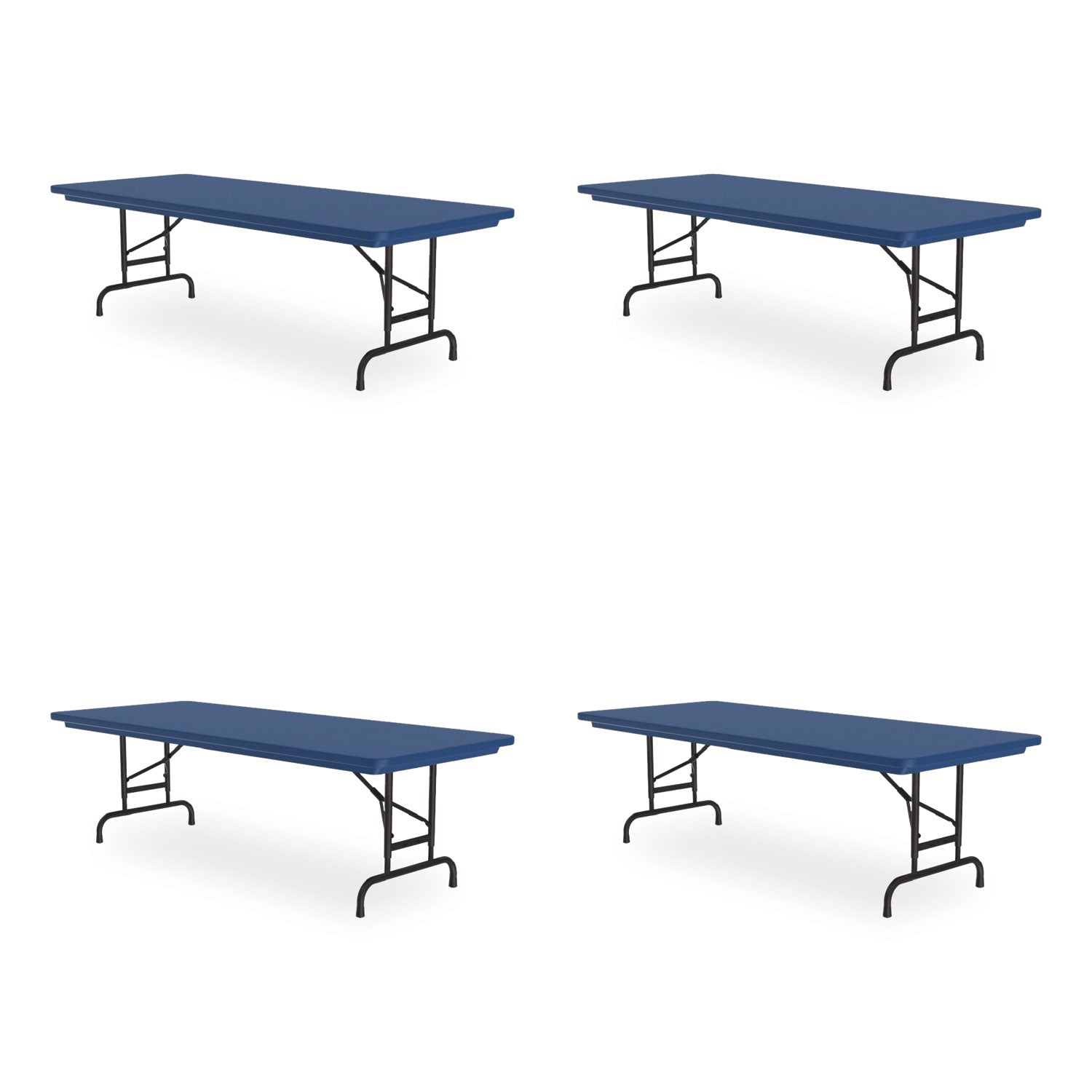 Adjustable Folding Tables, Rectangular, 60" x 30" x 22" to 32", Blue Top, Black Legs, 4/Pallet, Ships in 4-6 Business Days