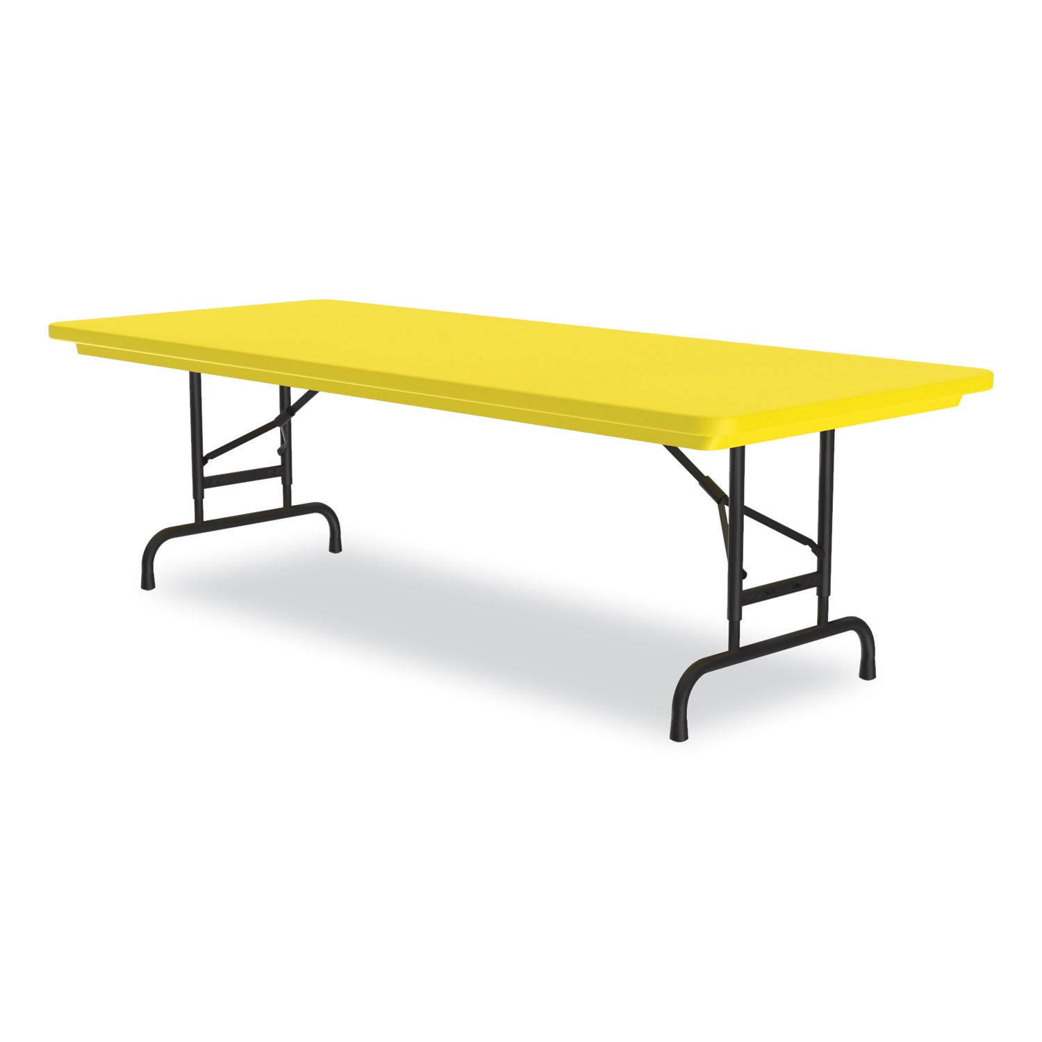 Adjustable Folding Tables, Rectangular, 72" x 30" x 22" to 32", Yellow Top, Black Legs, 4/Pallet, Ships in 4-6 Business Days