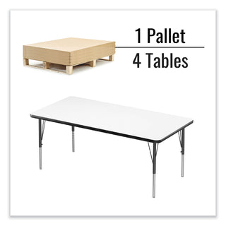 Markerboard Activity Tables, Rectangular, 60" x 30" x 19" to 29", White Top, Black Legs, 4/Pallet, Ships in 4-6 Business Days