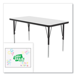 Markerboard Activity Tables, Rectangular, 48" x 24" x 19" to 29", White Top, Black Legs, 4/Pallet, Ships in 4-6 Business Days