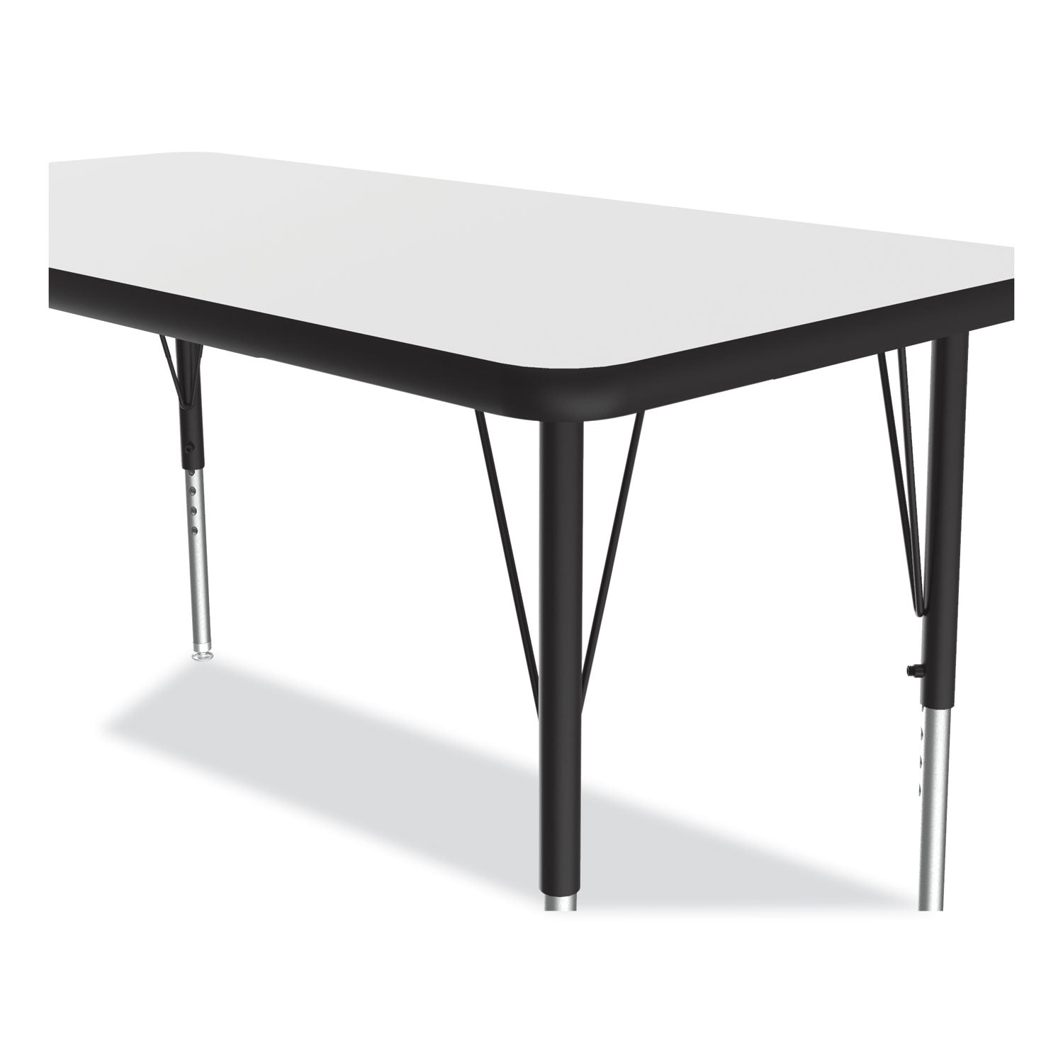Markerboard Activity Tables, Rectangular, 60" x 24" x 19" to 29", White Top, Black Legs, 4/Pallet, Ships in 4-6 Business Days