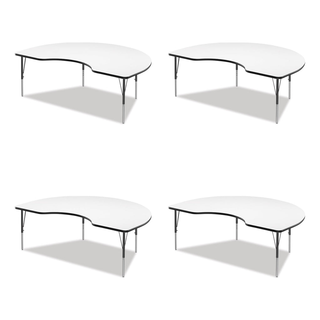 Markerboard Activity Table, Kidney Shape, 72" x 48" x 19" to 29", White Top, Black Legs, 4/Pallet, Ships in 4-6 Business Days