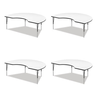 Markerboard Activity Table, Kidney Shape, 72" x 48" x 19" to 29", White Top, Black Legs, 4/Pallet, Ships in 4-6 Business Days