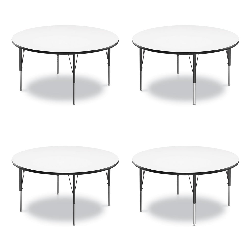 Dry Erase Markerboard Activity Tables, Round, 42" x 19" to 29", White Top, Black Legs, 4/Pallet, Ships in 4-6 Business Days