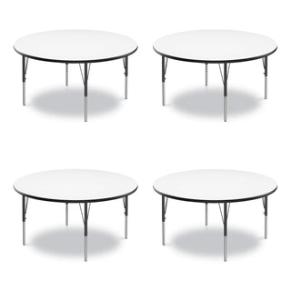 Dry Erase Markerboard Activity Tables, Round, 42" x 19" to 29", White Top, Black Legs, 4/Pallet, Ships in 4-6 Business Days