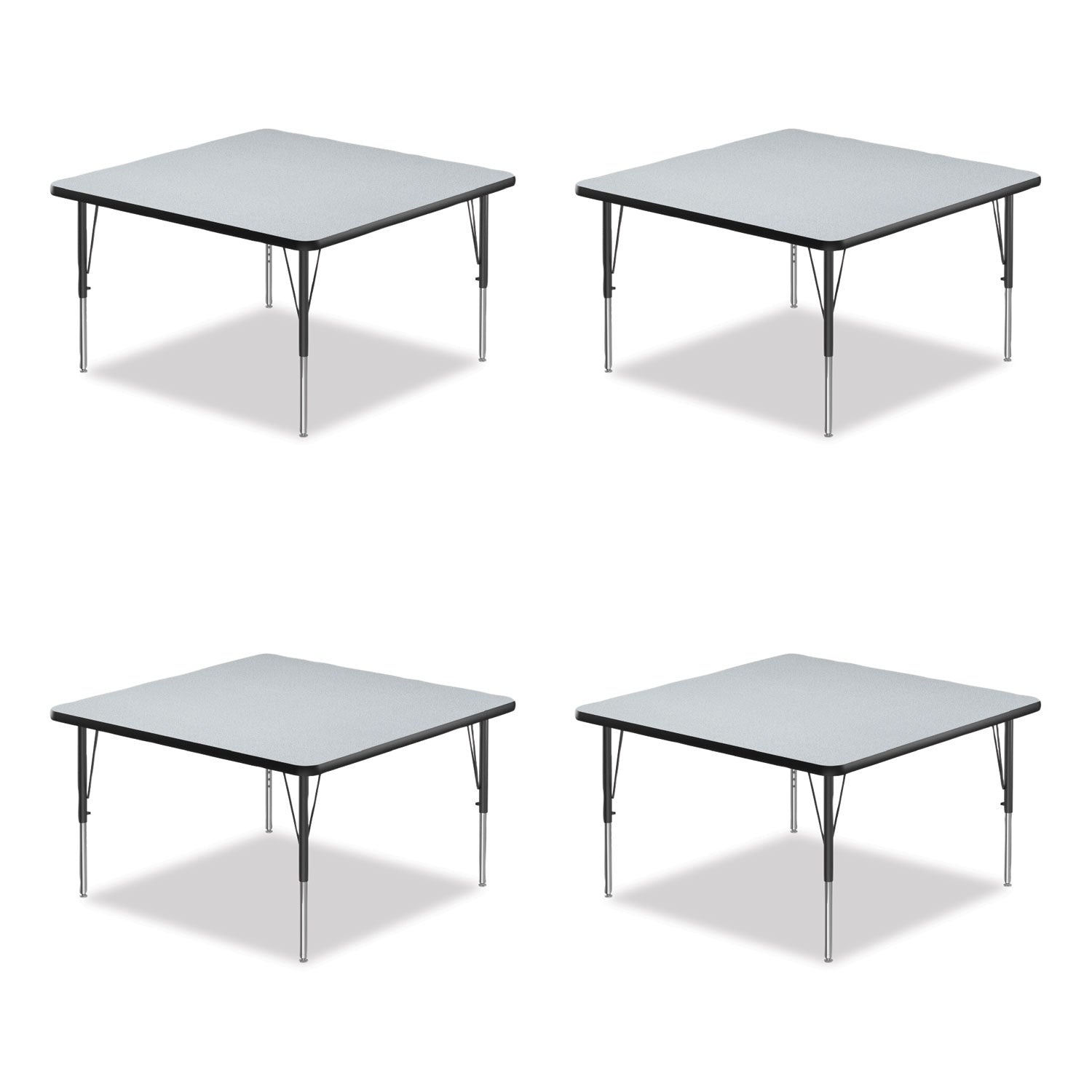 Adjustable Activity Tables, Square, 48" x 48" x 19" to 29", Gray Top, Black Legs, 4/Pallet, Ships in 4-6 Business Days