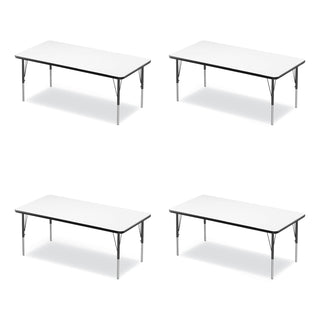 Markerboard Activity Tables, Rectangular, 60" x 30" x 19" to 29", White Top, Black Legs, 4/Pallet, Ships in 4-6 Business Days