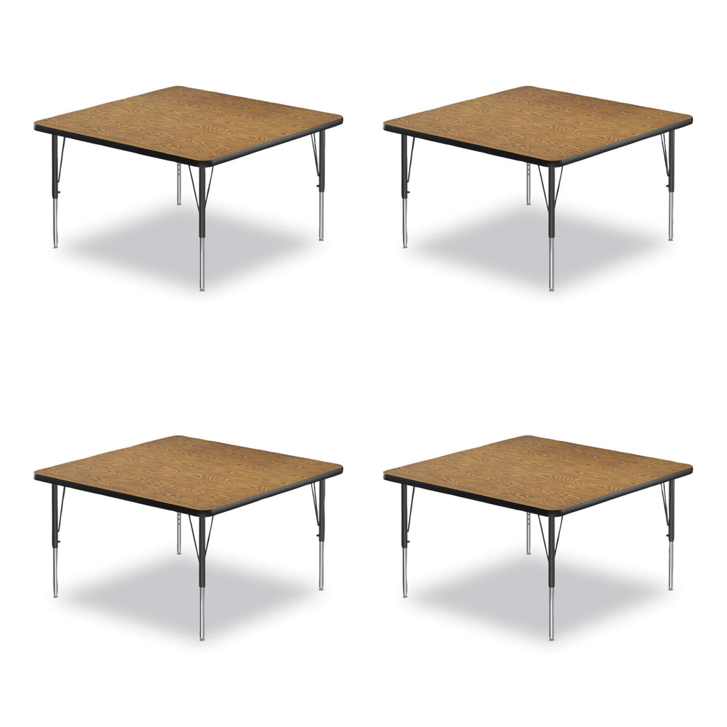 Adjustable Activity Tables, Square, 48" x 48" x 19" to 29", Medium Oak Top, Black Legs, 4/Pallet, Ships in 4-6 Business Days