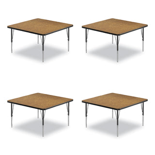 Adjustable Activity Tables, Square, 48" x 48" x 19" to 29", Medium Oak Top, Black Legs, 4/Pallet, Ships in 4-6 Business Days