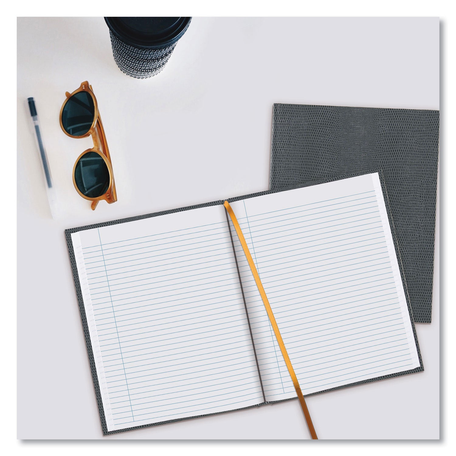 executive-notebook-with-ribbon-bookmark-1-subject-medium-college-rule-cool-gray-cover-75-1075-x-85-sheets_reda1097 - 2