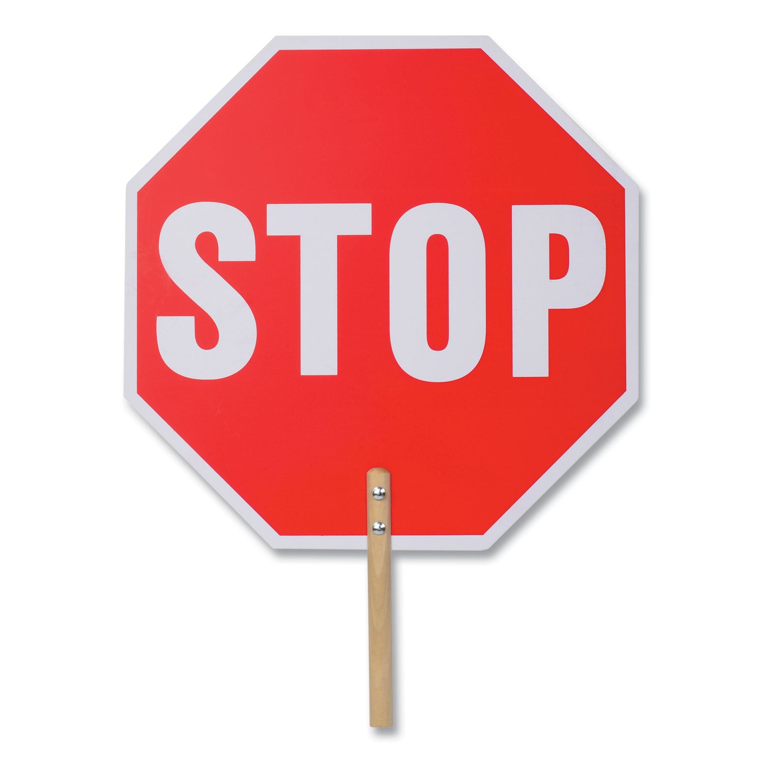 Handheld Stop Sign, 18" Red/White Face, White Graphics - 