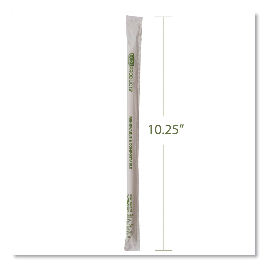 Renewable and Compostable PHA Straws, 10.25", Natural White, 1,250/Carton