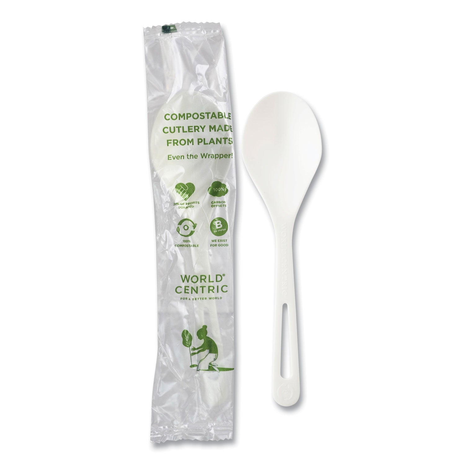 TPLA Compostable Cutlery, Soup Spoon, White, 750/Carton - 1