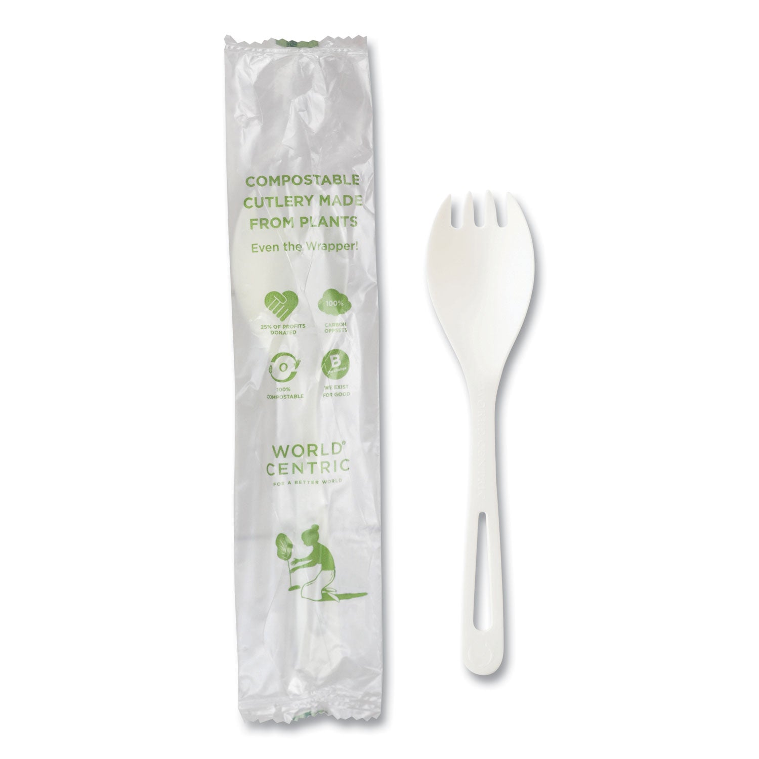 TPLA Compostable Cutlery, Spork, White, 750/Carton - 1