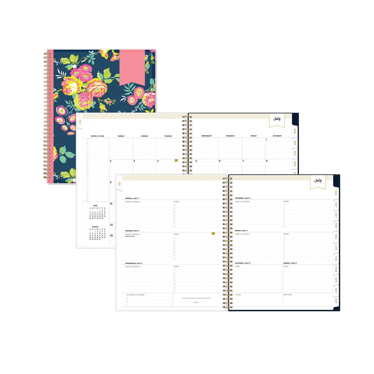 Day Designer Peyton Create-Your-Own Cover Weekly/Monthly Planner, Floral, 11 x 8.5, Navy, 12-Month (July to June): 2023-2024