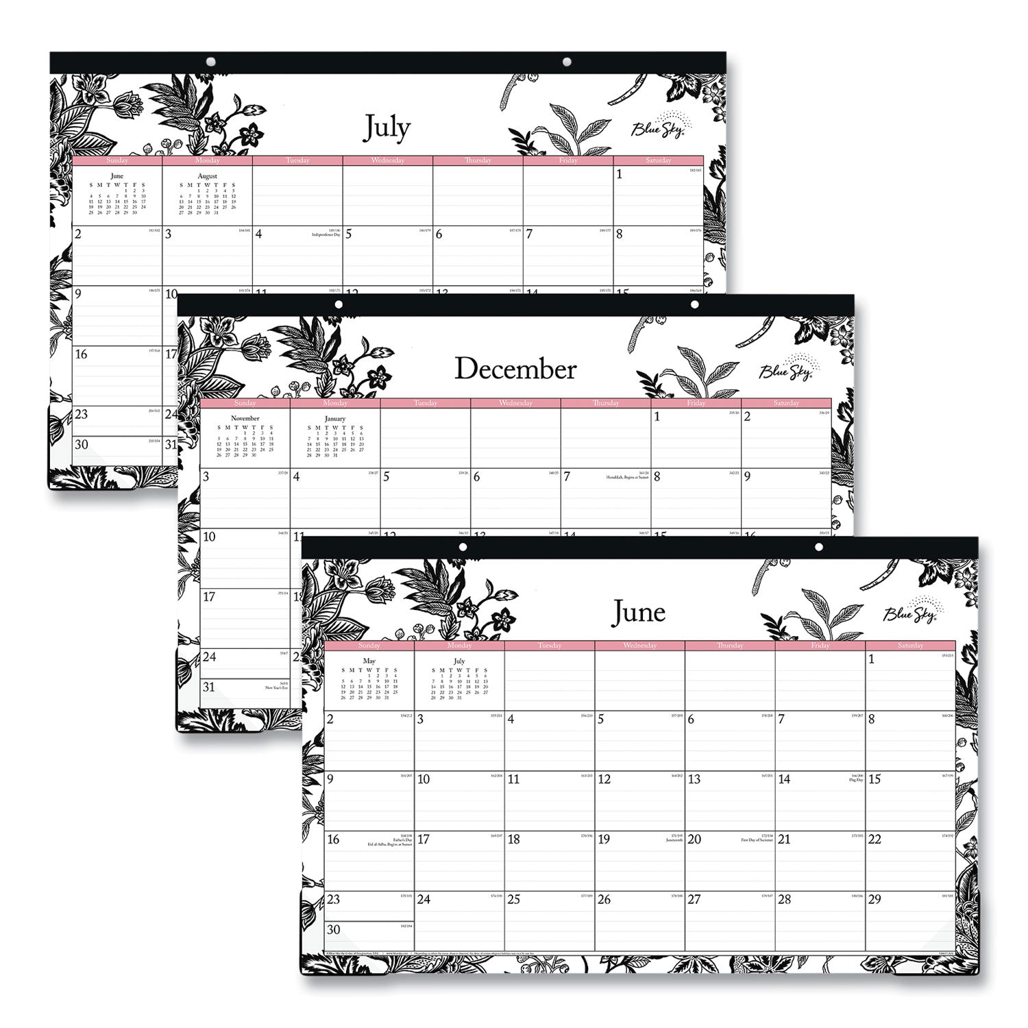 analeis-academic-year-desk-pad-calendar-floral-artwork-17-x-11-white-black-pink-sheets-12-month-july-to-june-2023-2024_bls130617 - 3