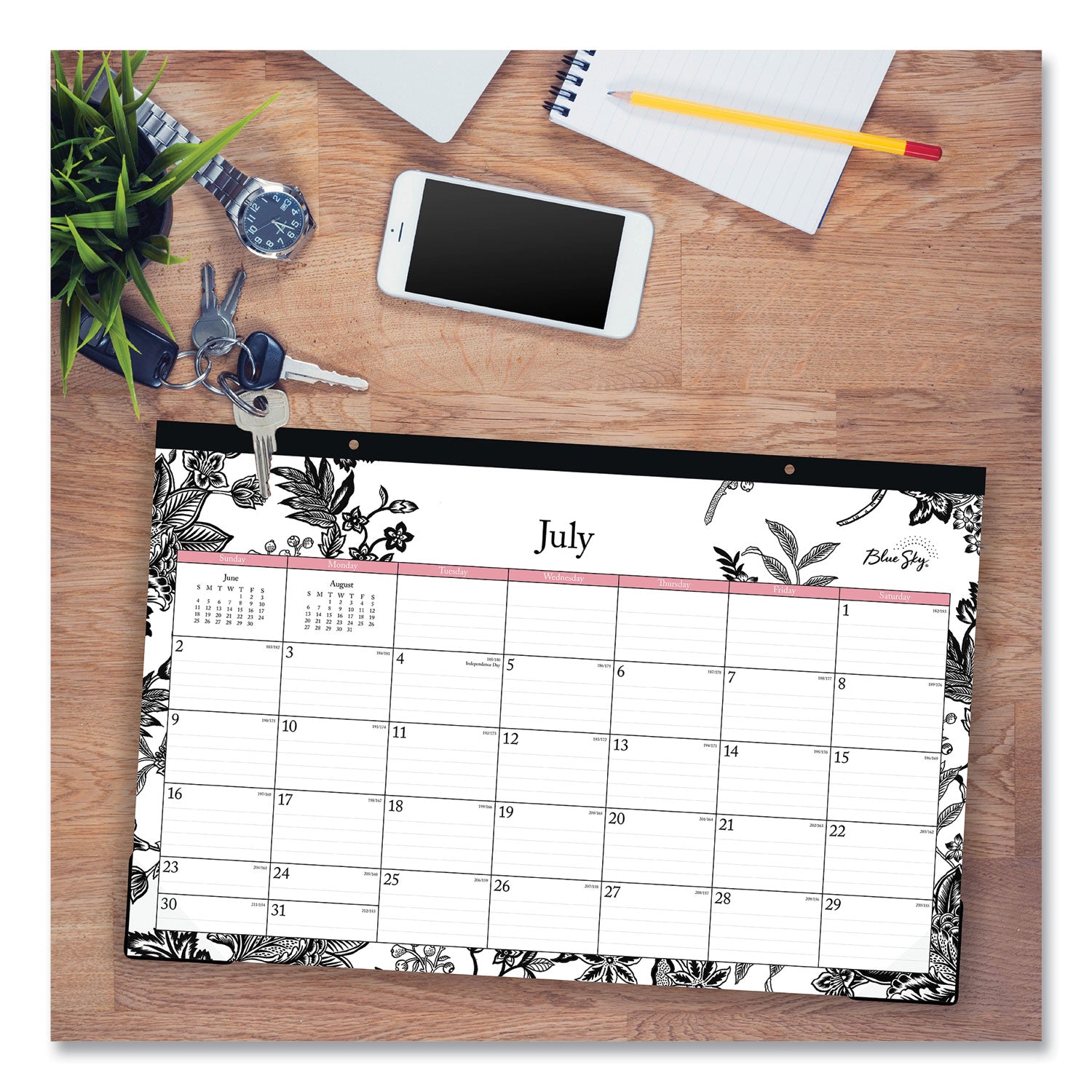 analeis-academic-year-desk-pad-calendar-floral-artwork-17-x-11-white-black-pink-sheets-12-month-july-to-june-2023-2024_bls130617 - 4