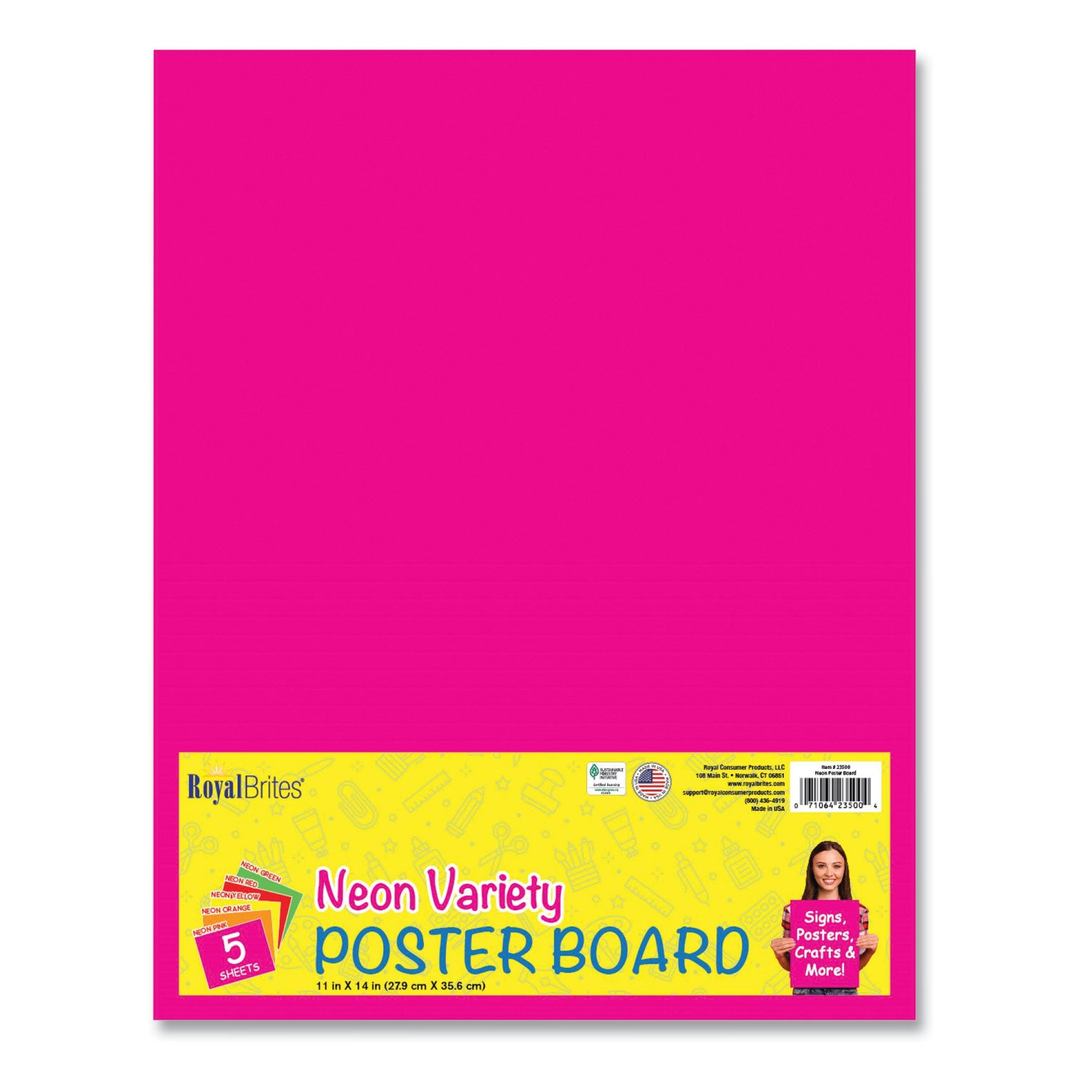 premium-coated-poster-board-11-x-14-assorted-neon-colors-5-pack_geo23500s - 2