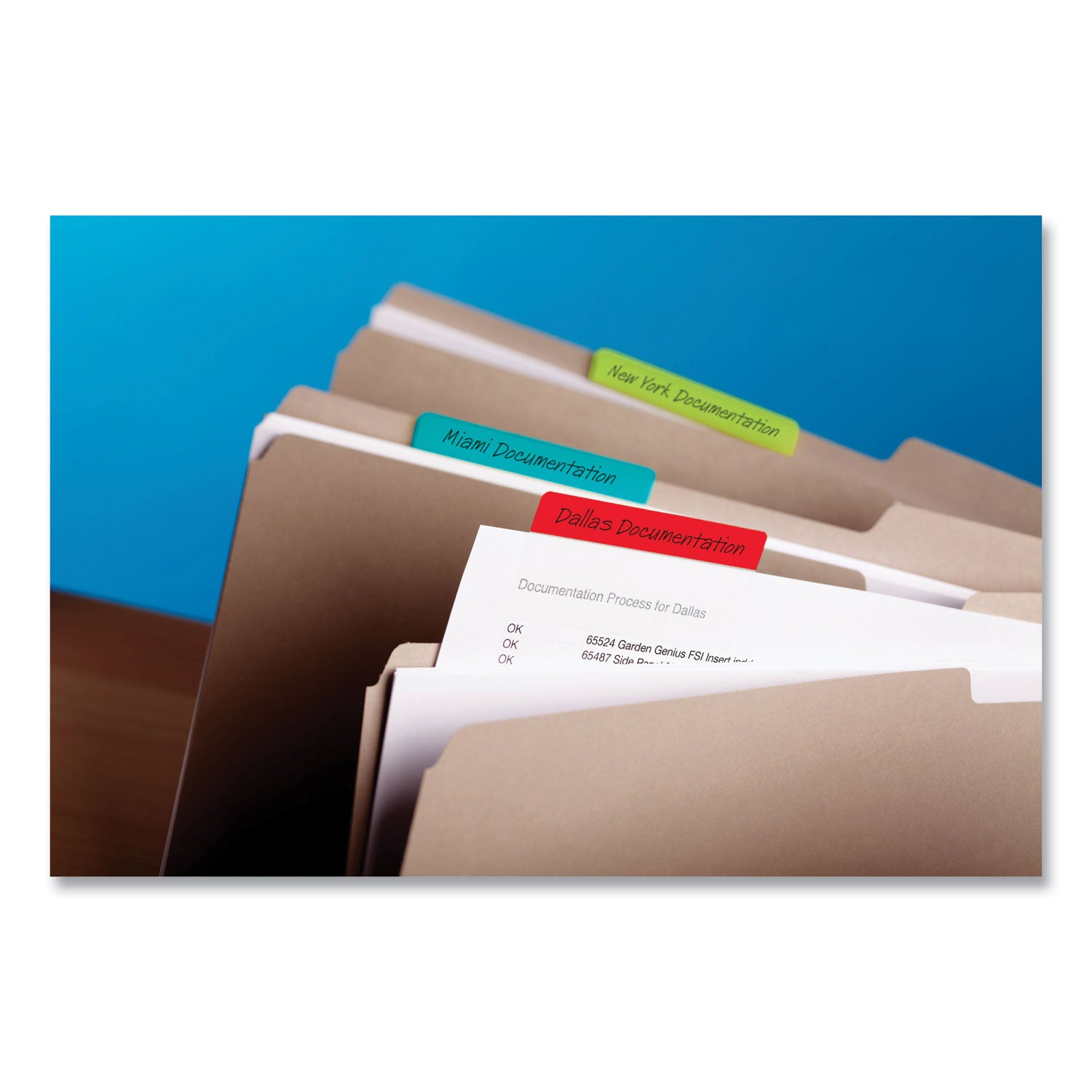 Solid Color Tabs, 1/5-Cut, Assorted Pastel Colors, 2" Wide, 24/Pack