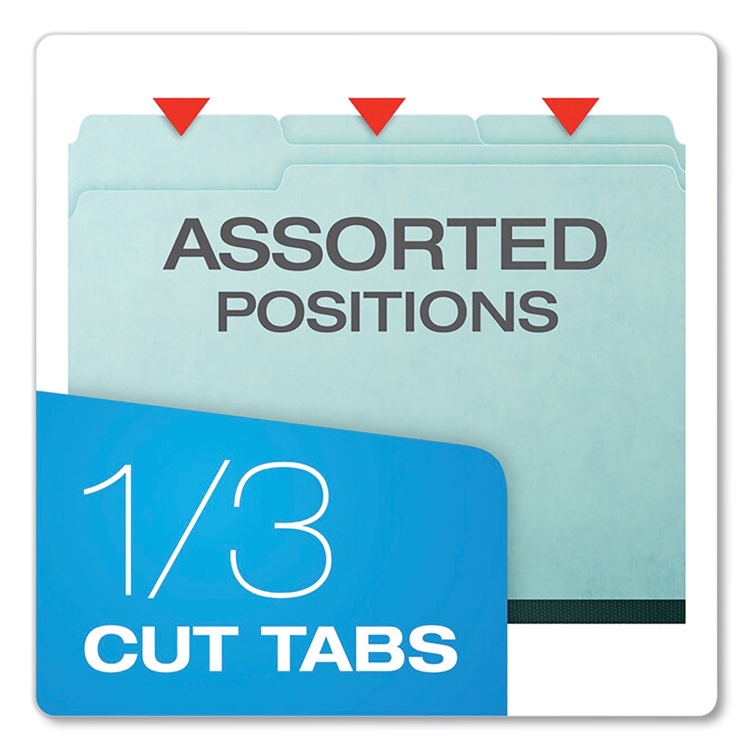 Pressboard Expanding File Folders, 1/3-Cut Tabs: Assorted, Letter Size, 1" Expansion, Blue, 25/Box - 