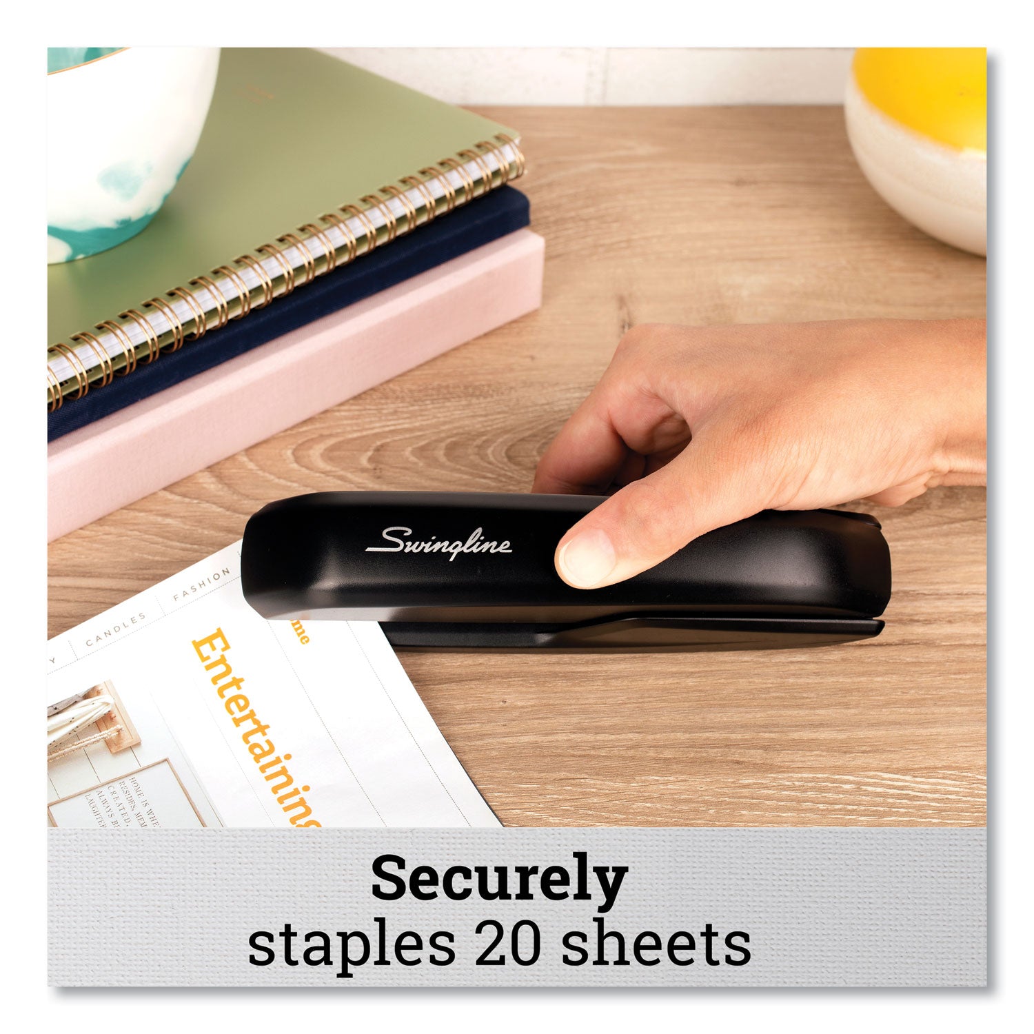 Standard Full Strip Desk Stapler, 20-Sheet Capacity, Black - 