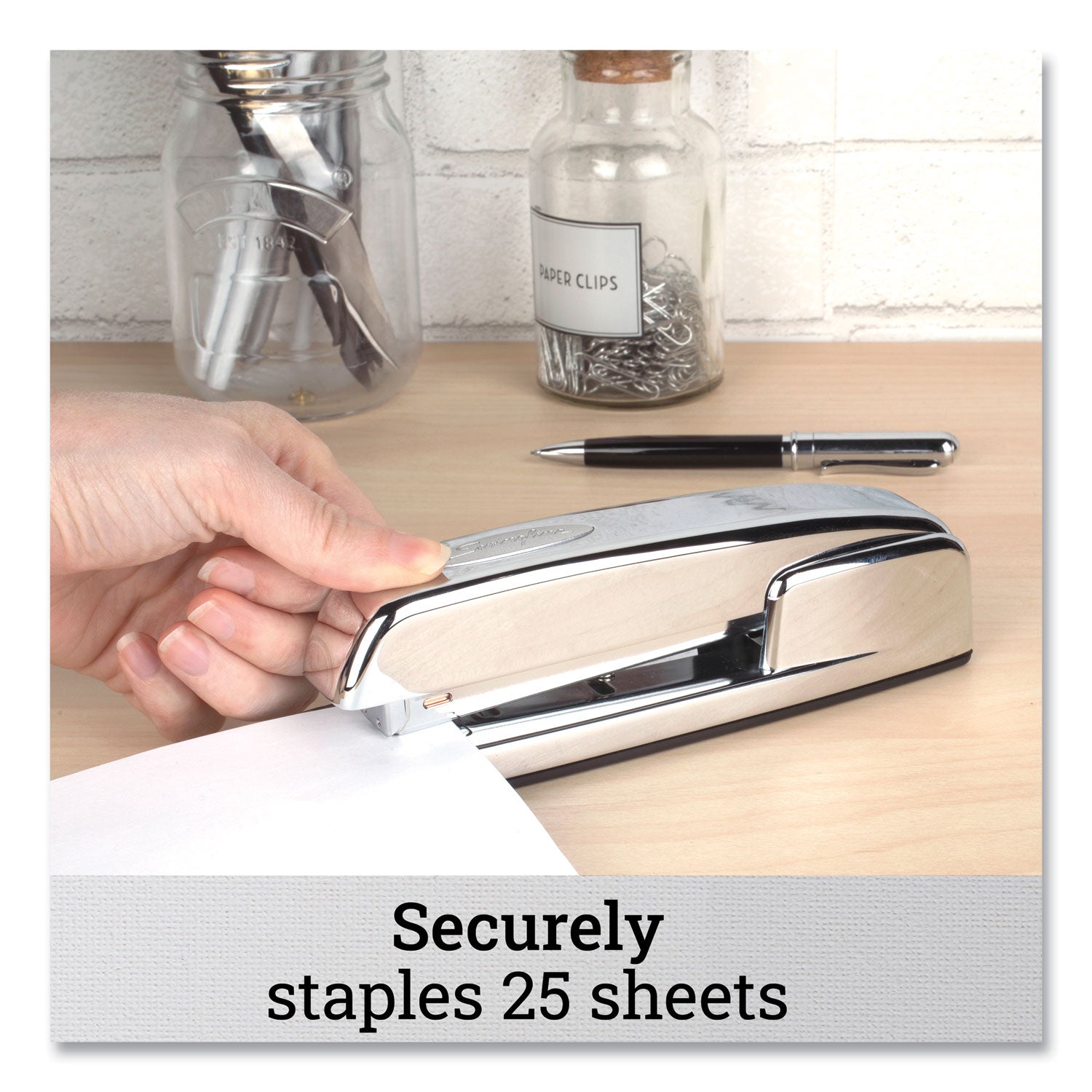 747 Business Full Strip Desk Stapler, 30-Sheet Capacity, Polished Chrome - 