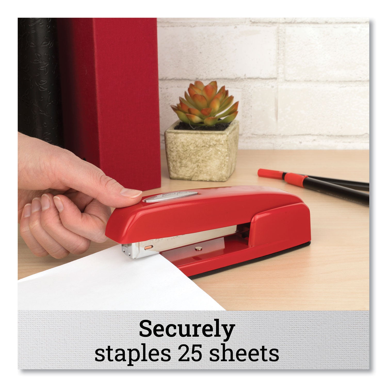 747 Business Full Strip Desk Stapler, 30-Sheet Capacity, Rio Red - 