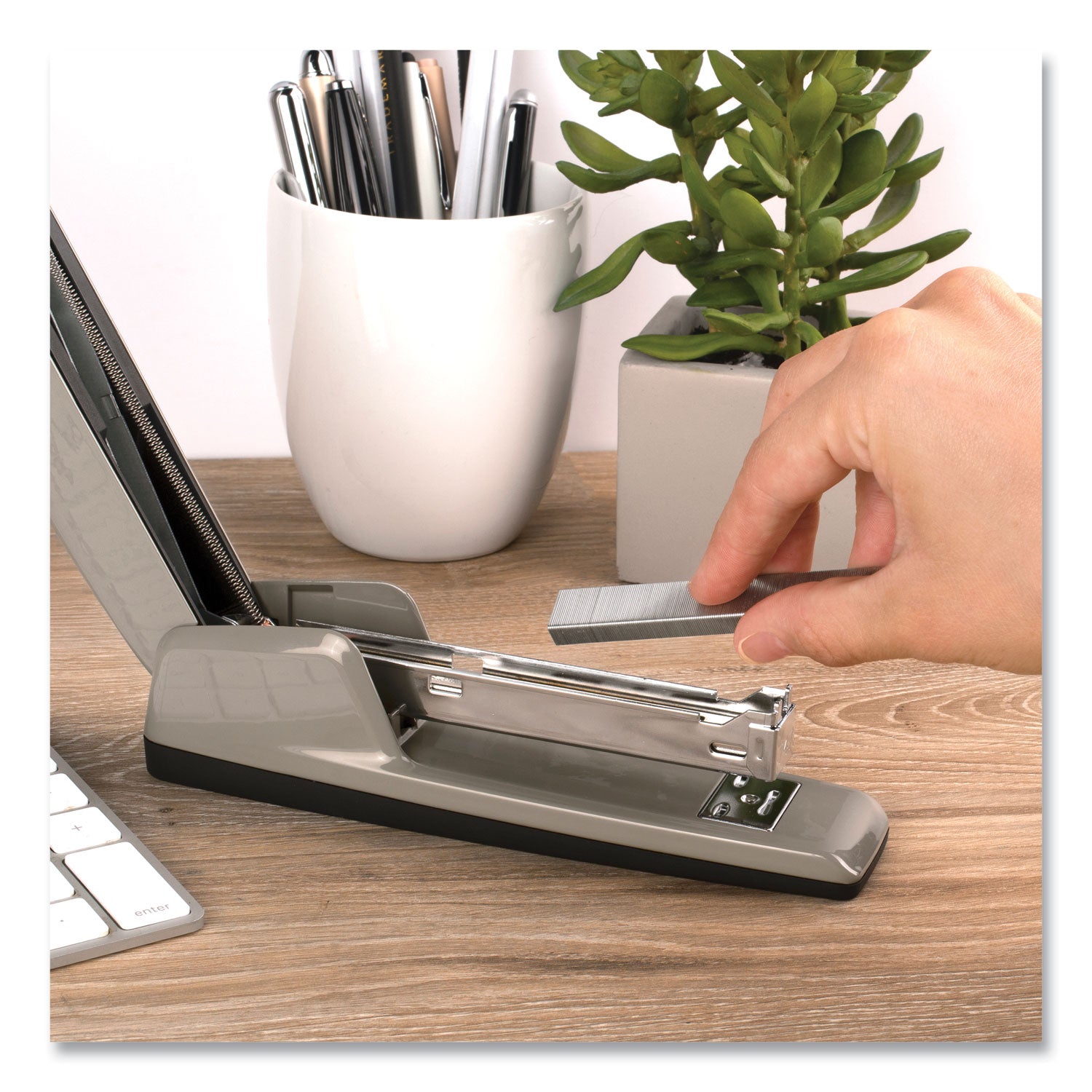 747 Business Full Strip Desk Stapler, 30-Sheet Capacity, Steel Gray - 