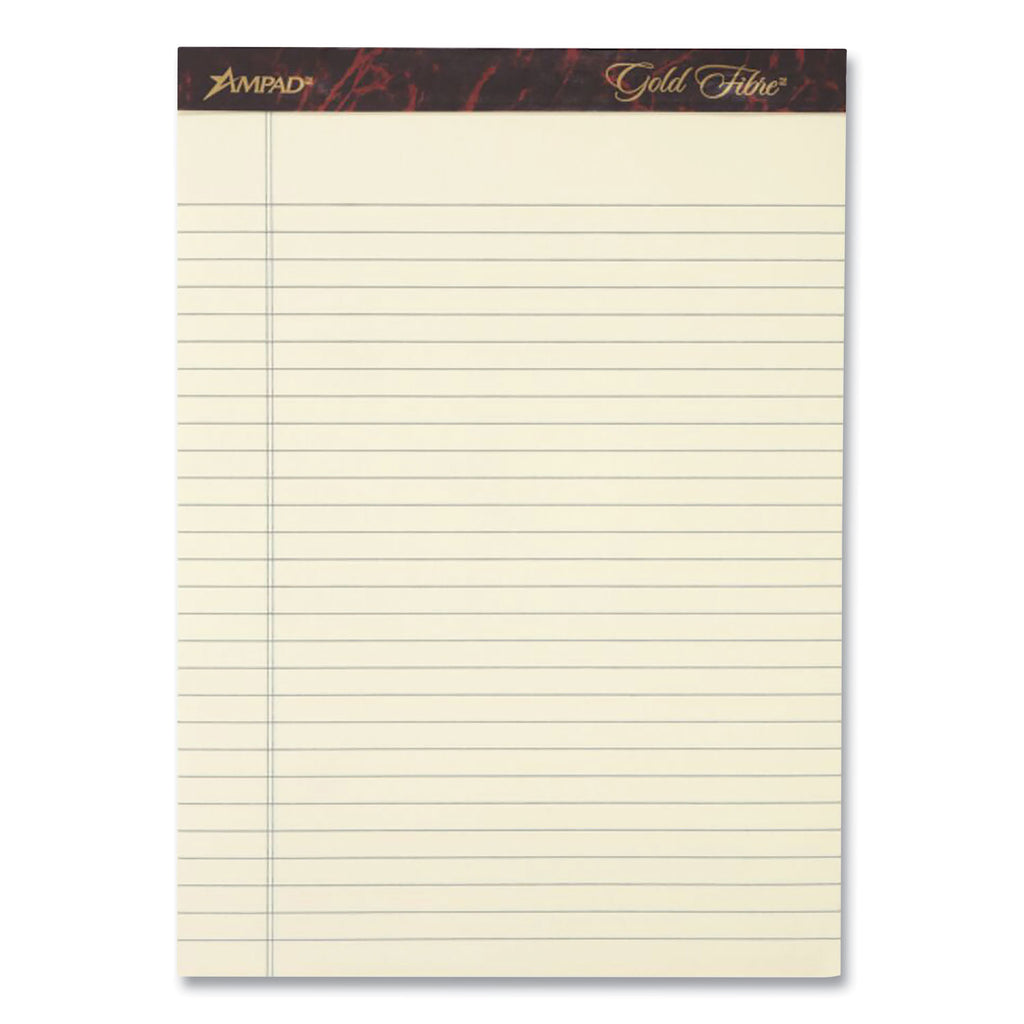Gold Fibre Writing Pads, Narrow Rule, 50 Canary-Yellow 5 x 8 Sheets, 4/Pack