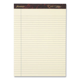 Gold Fibre Writing Pads, Narrow Rule, 50 Canary-Yellow 5 x 8 Sheets, 4/Pack