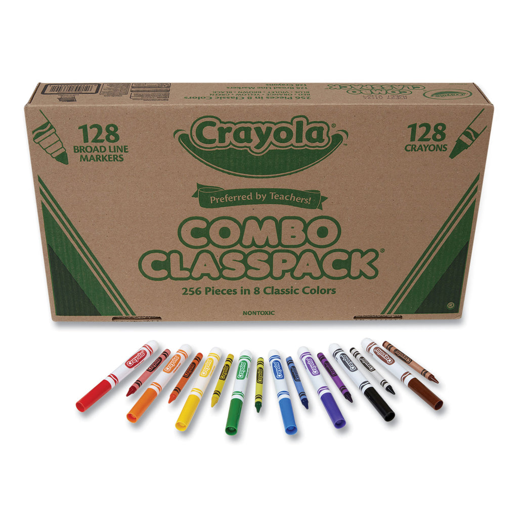 Crayons and Markers Combo Classpack, Eight Colors, 256/Set