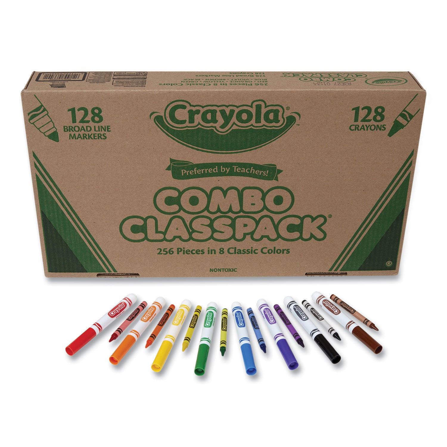Crayons and Markers Combo Classpack, Eight Colors, 256/Set
