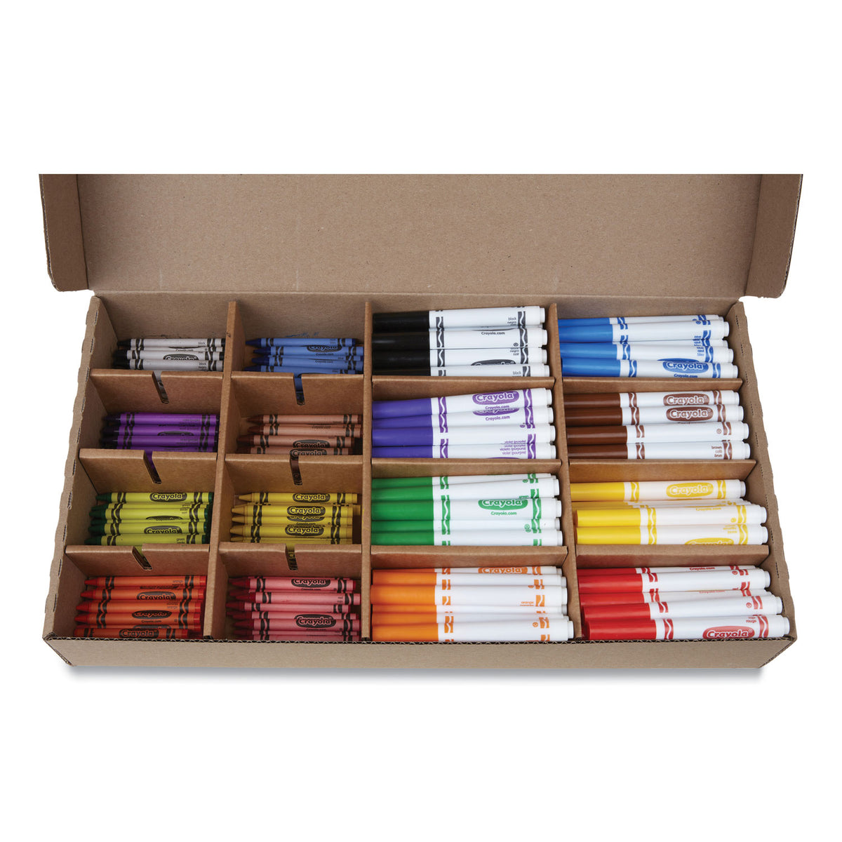 Crayons and Markers Combo Classpack, Eight Colors, 256/Set