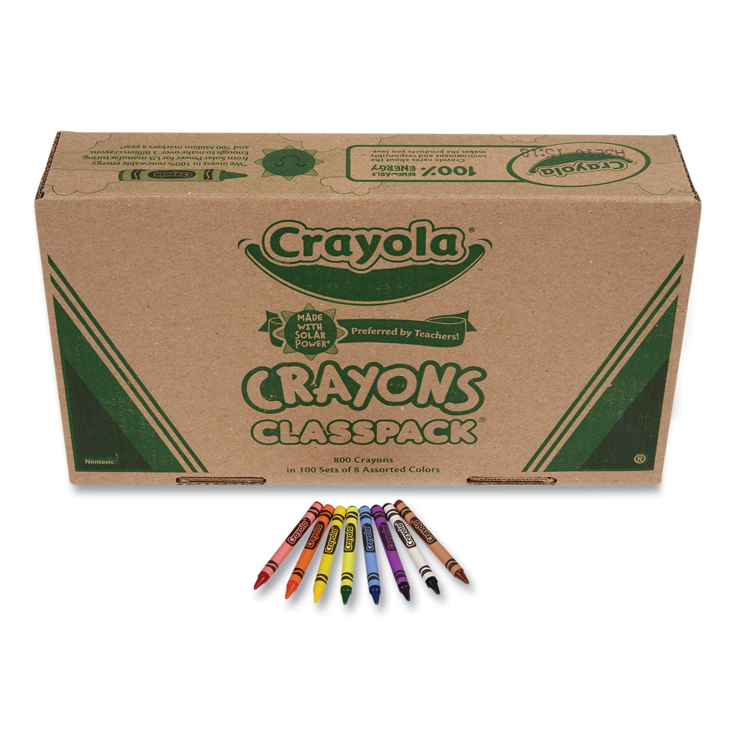 Classpack Regular Crayons, 8 Colors, 800/Box - 