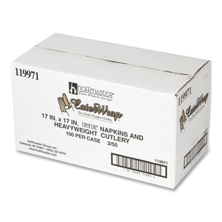 CaterWrap Heavyweight Cutlery Combo, Fork/Spoon/Knife/Napkin, Black, 100/Carton