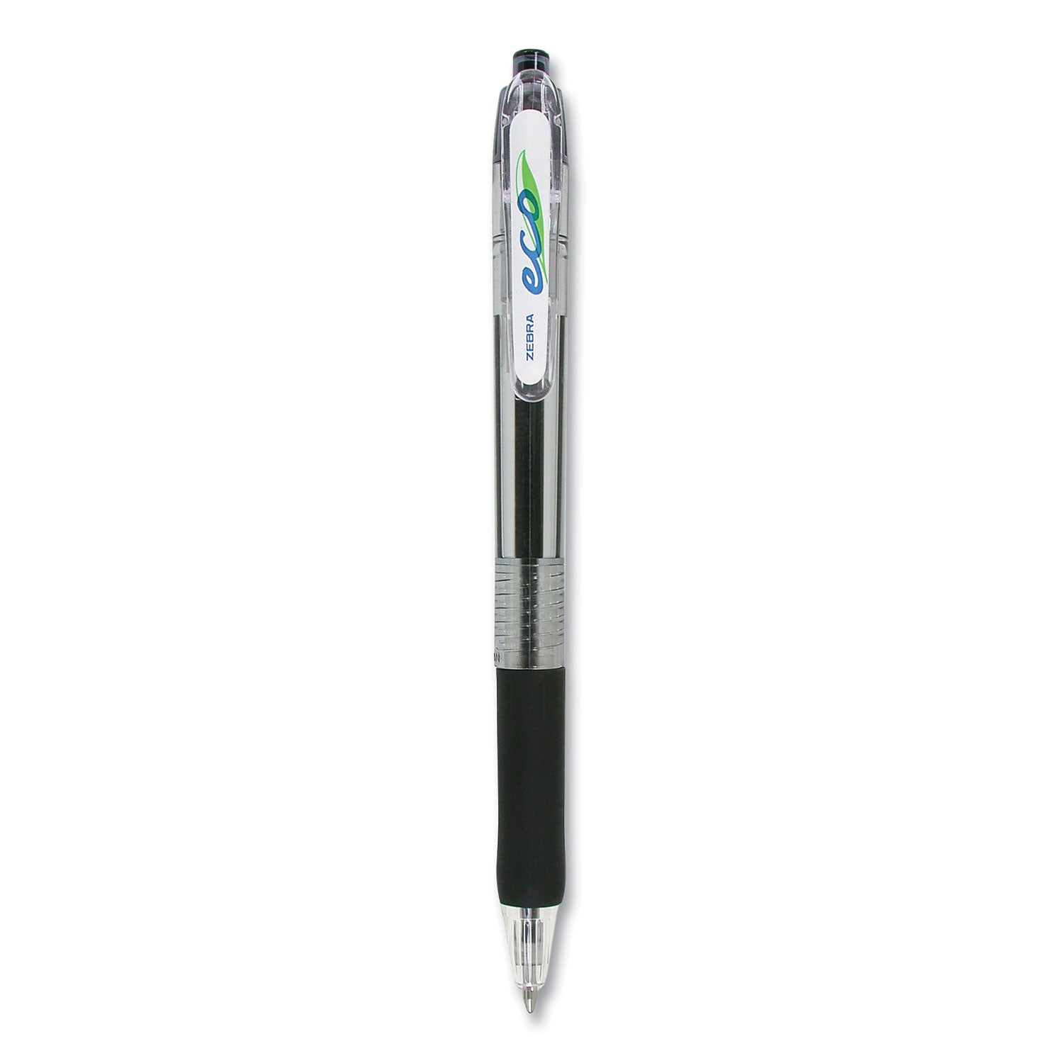 ECO Jimnie Clip Ballpoint Pen, Retractable, Medium 1 mm, Blue Ink, Clear/Black Barrel, 12/Pack - 