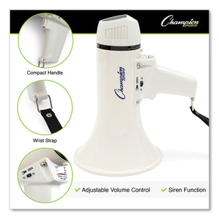Megaphone, 4 W to 8 W, 400 yds Range, White - 