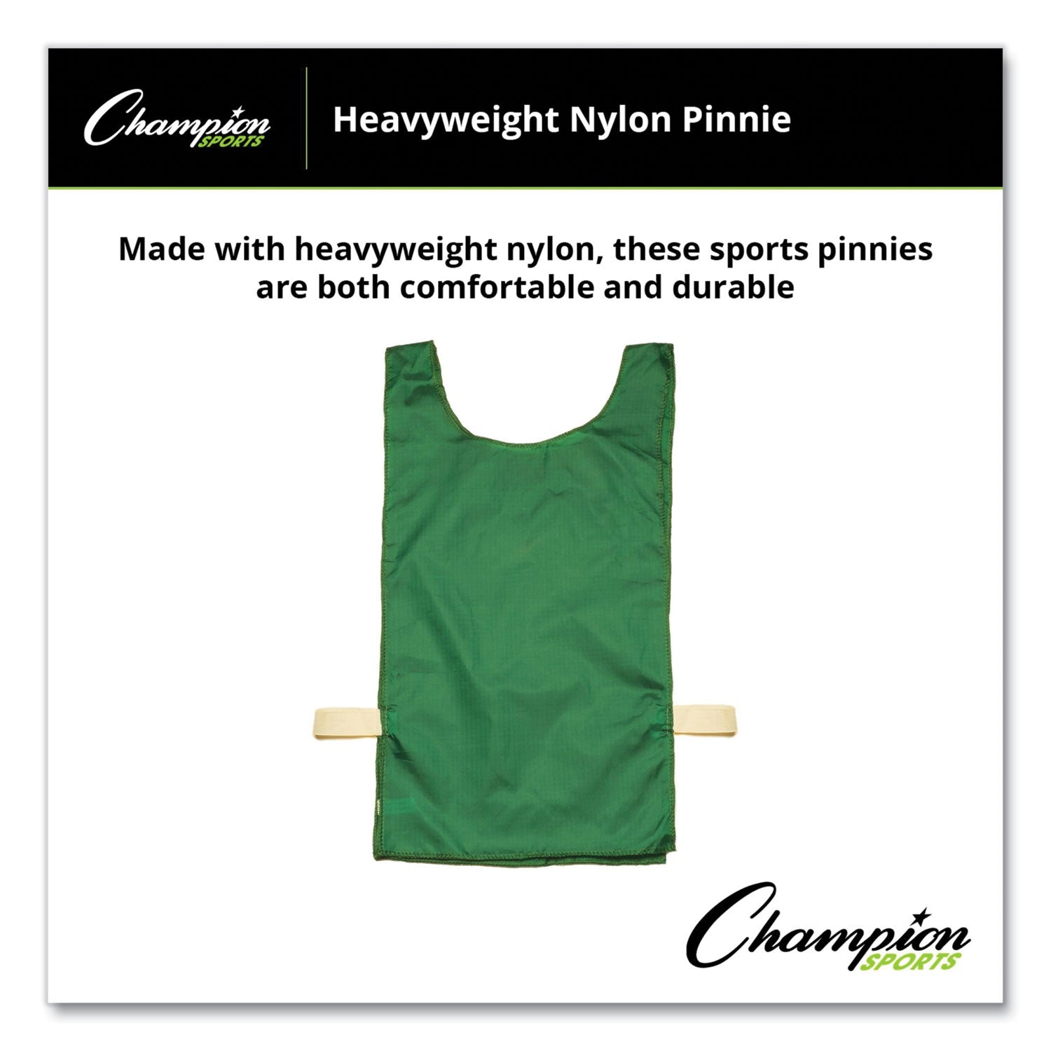 Heavyweight Pinnies, Nylon, One Size, Green, 1/Dozen - 