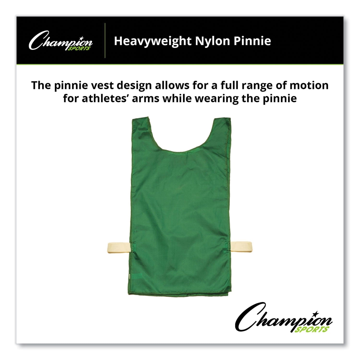 Heavyweight Pinnies, Nylon, One Size, Green, 1/Dozen - 