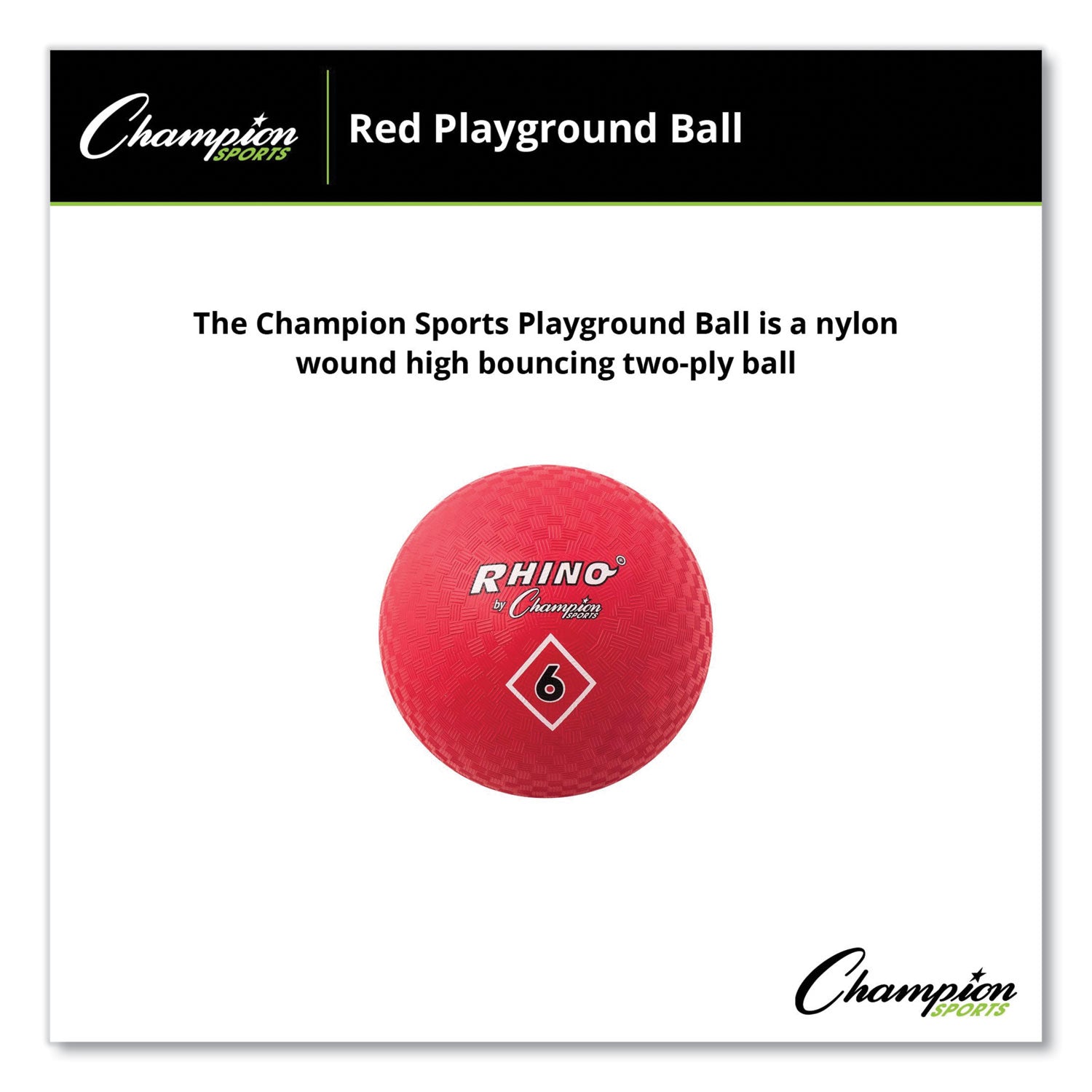 Playground Ball, 6" Diameter, Red - 