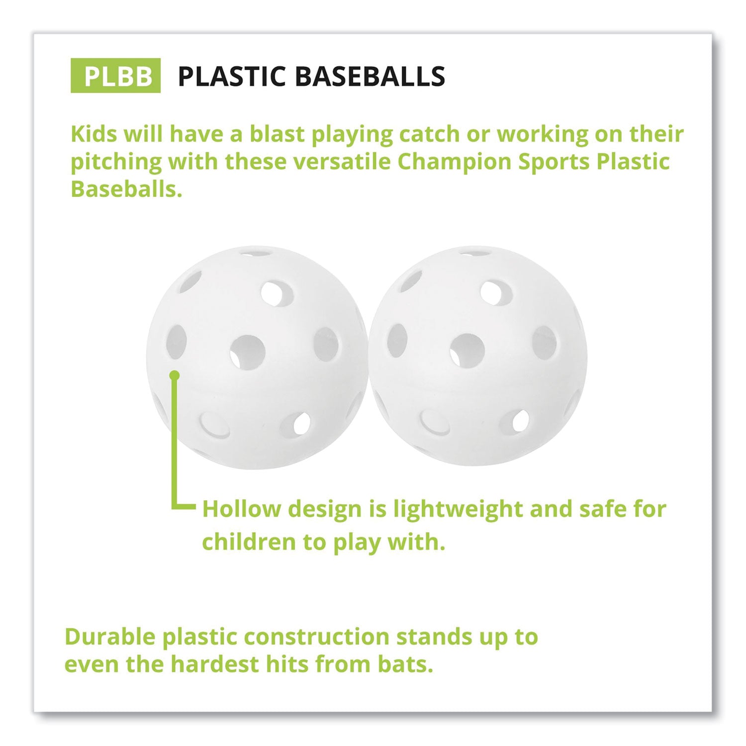 Plastic Baseballs, 9" Diameter, White, 12/Set - 